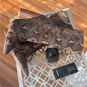 Vegan leather snake skin boots